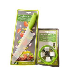 Evriholder Veggie-Knife & Super SlicR Set For Cutting Vegetables BPA-Free Green